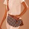 Brown and Black Checkered Crossbody Bag