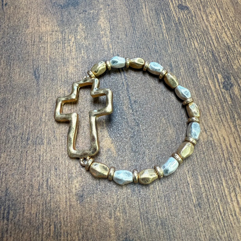Gold and Silver Stretch Bracelet