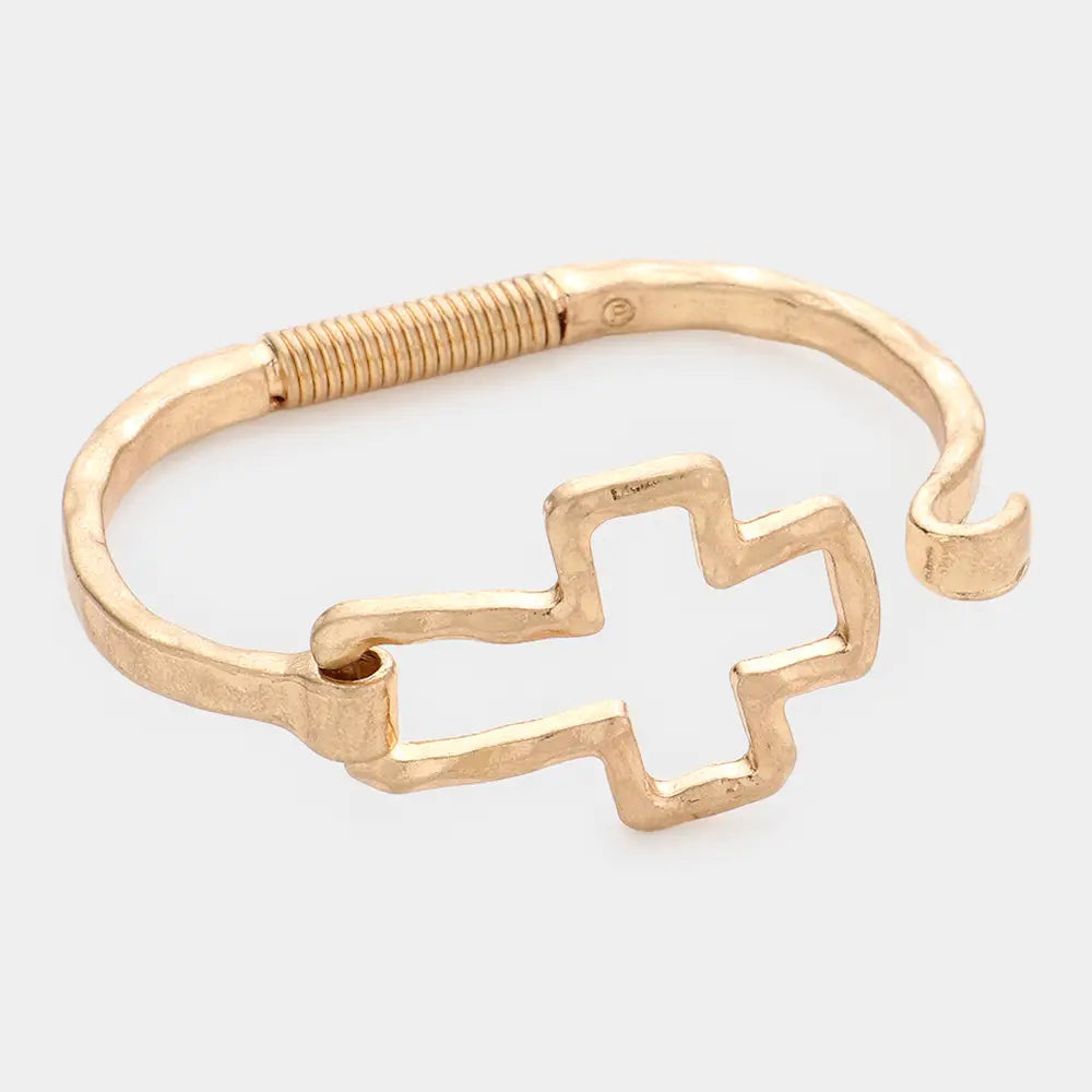 Hammered Cross Hook Bracelet