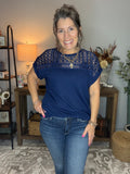 Navy Blue Scoop Neck Top