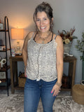 Cute Animal Print Lace Detail Top