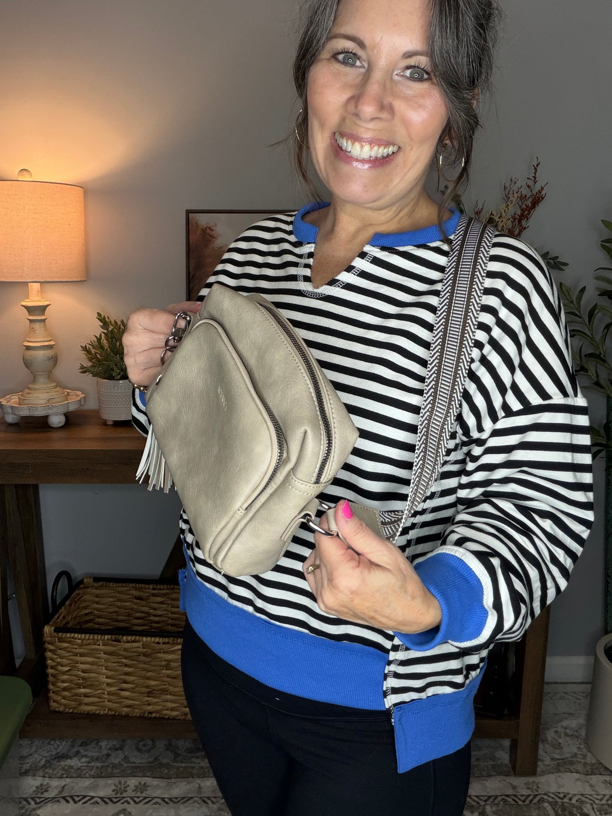Light Gray Crossbody Purse with Tassel