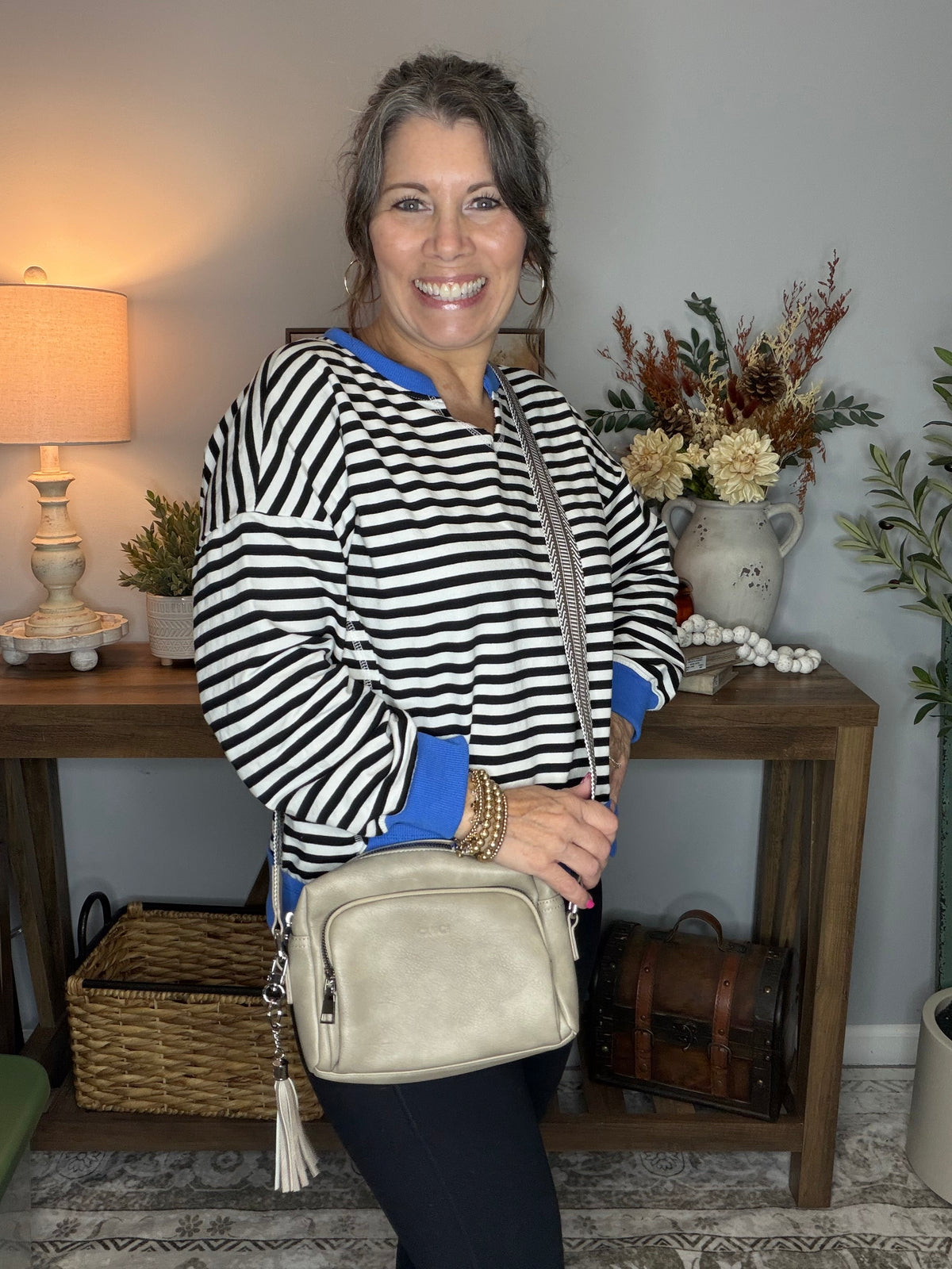 Light Gray Crossbody Purse with Tassel