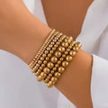 Gold Beaded Stacked Stretch Bracelet
