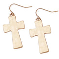 Hammered Gold Cross Earrings